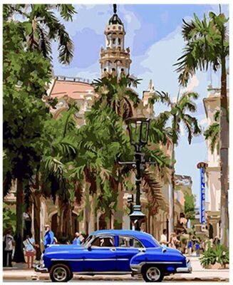 Синий ретро-автомобиль