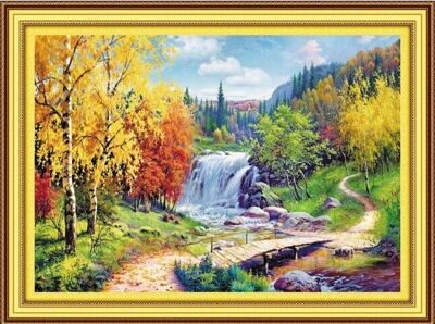 Осенний пейзаж с горным ручьём