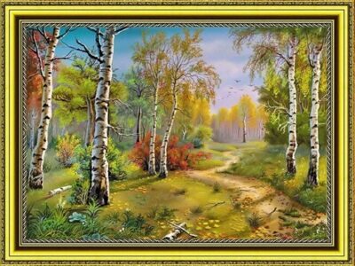 Дорога через берёзовую рощицу